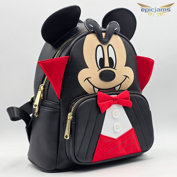 Loungefly Disney Mickey Mouse Vampire Halloween Cosplay Black Mini Backpack Bag - Picture 2 of 5